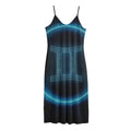 Blue Gemini Zodiac Sign Print Jersey Midi Cami Dress