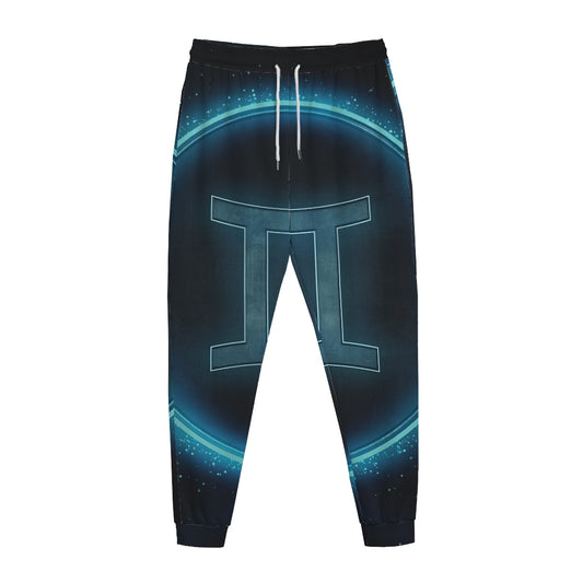 Blue Gemini Zodiac Sign Print Jogger Pants