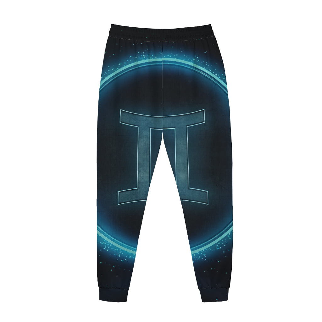 Blue Gemini Zodiac Sign Print Jogger Pants