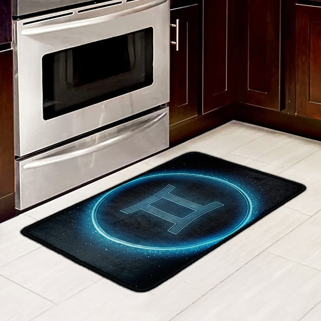 Blue Gemini Zodiac Sign Print Kitchen Mat