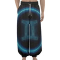Blue Gemini Zodiac Sign Print Lantern Pants