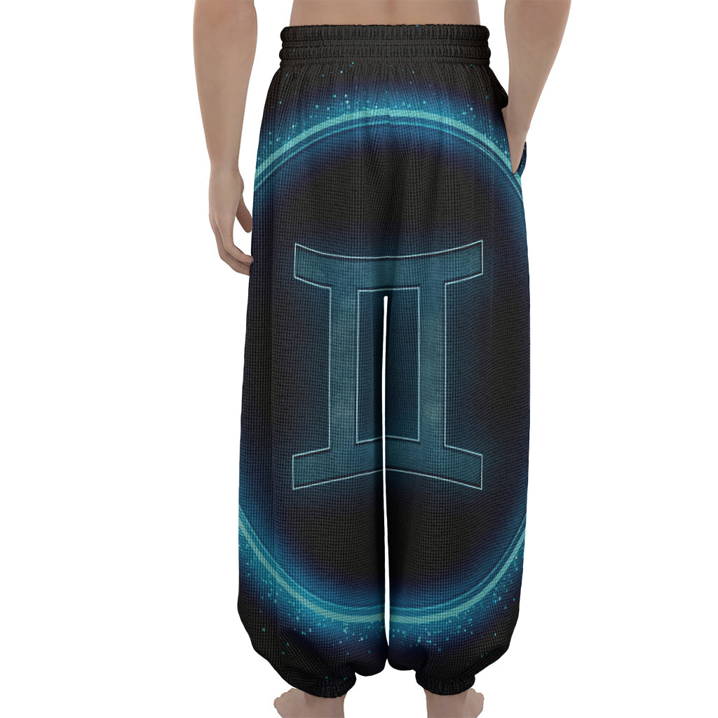 Blue Gemini Zodiac Sign Print Lantern Pants