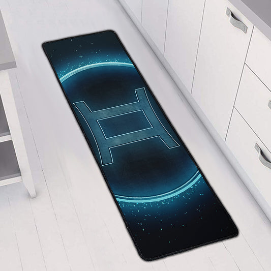 Blue Gemini Zodiac Sign Print Long Kitchen Mat