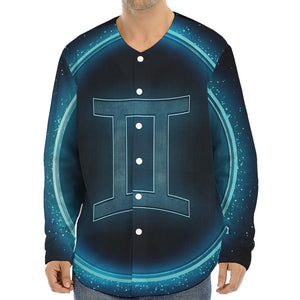 Blue Gemini Zodiac Sign Print Long Sleeve Baseball Jersey