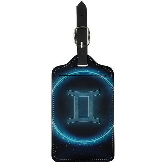 Blue Gemini Zodiac Sign Print Luggage Tag