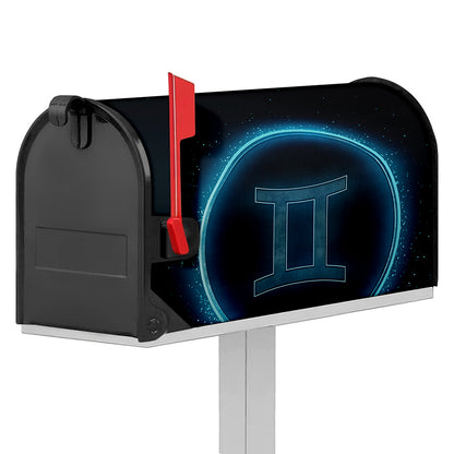 Blue Gemini Zodiac Sign Print Mailbox Cover