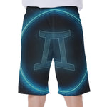 Blue Gemini Zodiac Sign Print Men's Beach Shorts