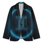 Blue Gemini Zodiac Sign Print Men's Blazer