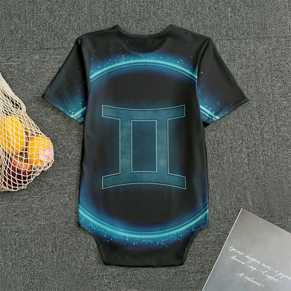 Blue Gemini Zodiac Sign Print Men's Bodysuit
