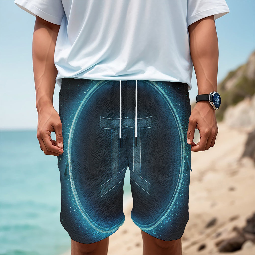 Blue Gemini Zodiac Sign Print Men's Cargo Shorts