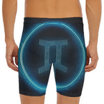 Blue Gemini Zodiac Sign Print Men's Long Boxer Briefs
