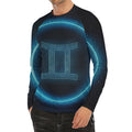 Blue Gemini Zodiac Sign Print Men's Long Sleeve Rash Guard