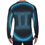 Blue Gemini Zodiac Sign Print Men's Long Sleeve T-Shirt