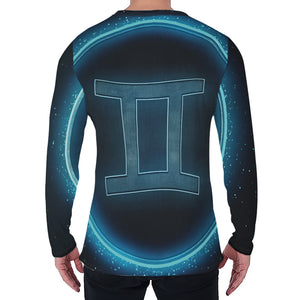 Blue Gemini Zodiac Sign Print Men's Long Sleeve T-Shirt