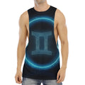 Blue Gemini Zodiac Sign Print Men's Muscle Tank Top