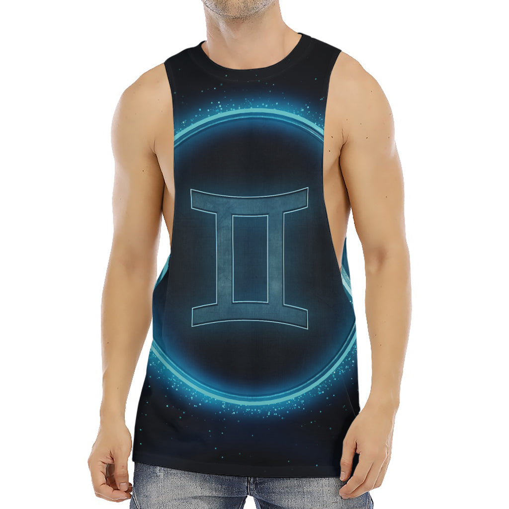 Blue Gemini Zodiac Sign Print Men's Muscle Tank Top