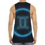 Blue Gemini Zodiac Sign Print Men's Muscle Tank Top
