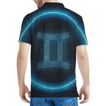 Blue Gemini Zodiac Sign Print Men's Polo Shirt