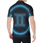 Blue Gemini Zodiac Sign Print Men's Shirt