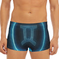 Blue Gemini Zodiac Sign Print Men's Short Boxer Briefs