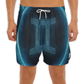 Blue Gemini Zodiac Sign Print Men's Split Running Shorts