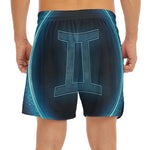 Blue Gemini Zodiac Sign Print Men's Split Running Shorts