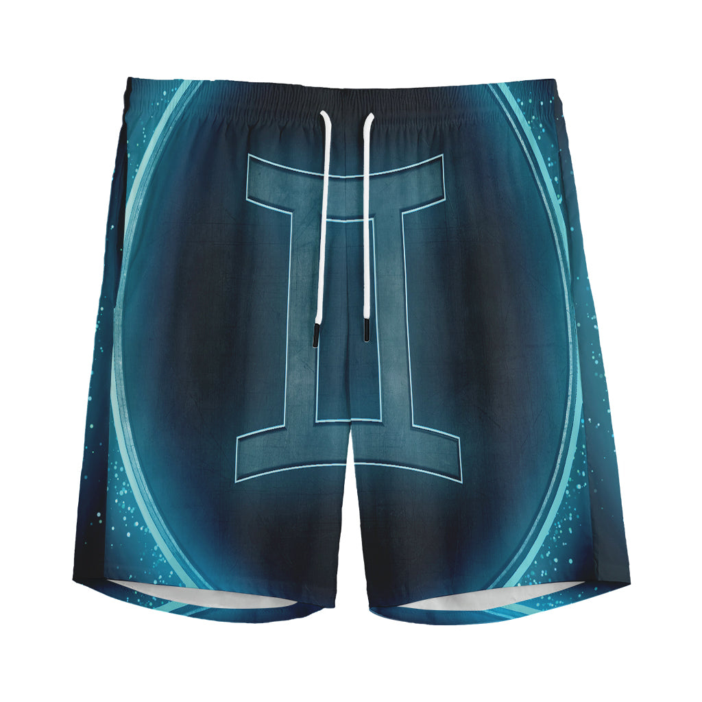 Blue Gemini Zodiac Sign Print Men's Sports Shorts