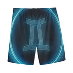 Blue Gemini Zodiac Sign Print Men's Sports Shorts
