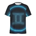 Blue Gemini Zodiac Sign Print Men's Athletic T-Shirt