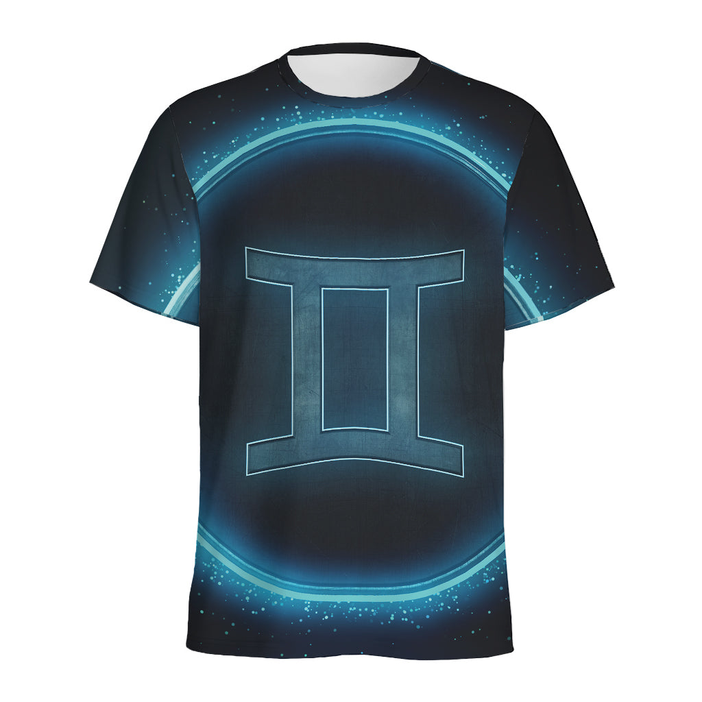 Blue Gemini Zodiac Sign Print Men's Sports T-Shirt