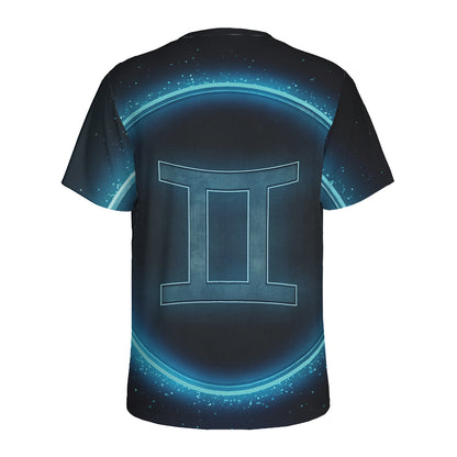 Blue Gemini Zodiac Sign Print Men's Sports T-Shirt