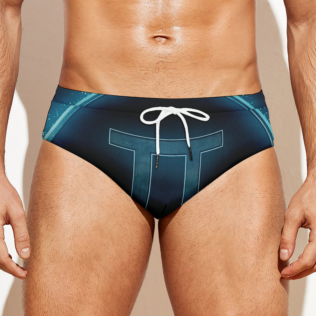 Blue Gemini Zodiac Sign Print Men's Swim Briefs