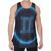 Blue Gemini Zodiac Sign Print Men's Velvet Tank Top