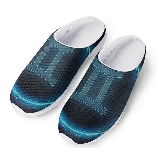 Blue Gemini Zodiac Sign Print Mesh Casual Shoes