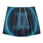 Blue Gemini Zodiac Sign Print Mesh Shorts