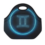 Blue Gemini Zodiac Sign Print Neoprene Lunch Bag