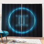 Blue Gemini Zodiac Sign Print Pencil Pleat Curtains