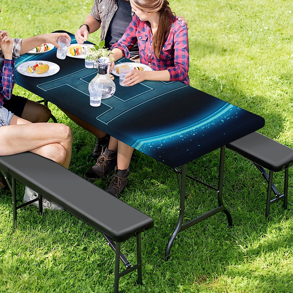 Blue Gemini Zodiac Sign Print Picnic Table Cover