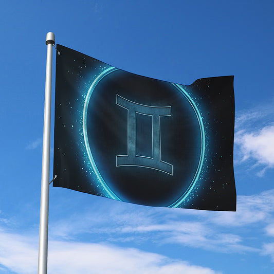 Blue Gemini Zodiac Sign Print Polyester Flag