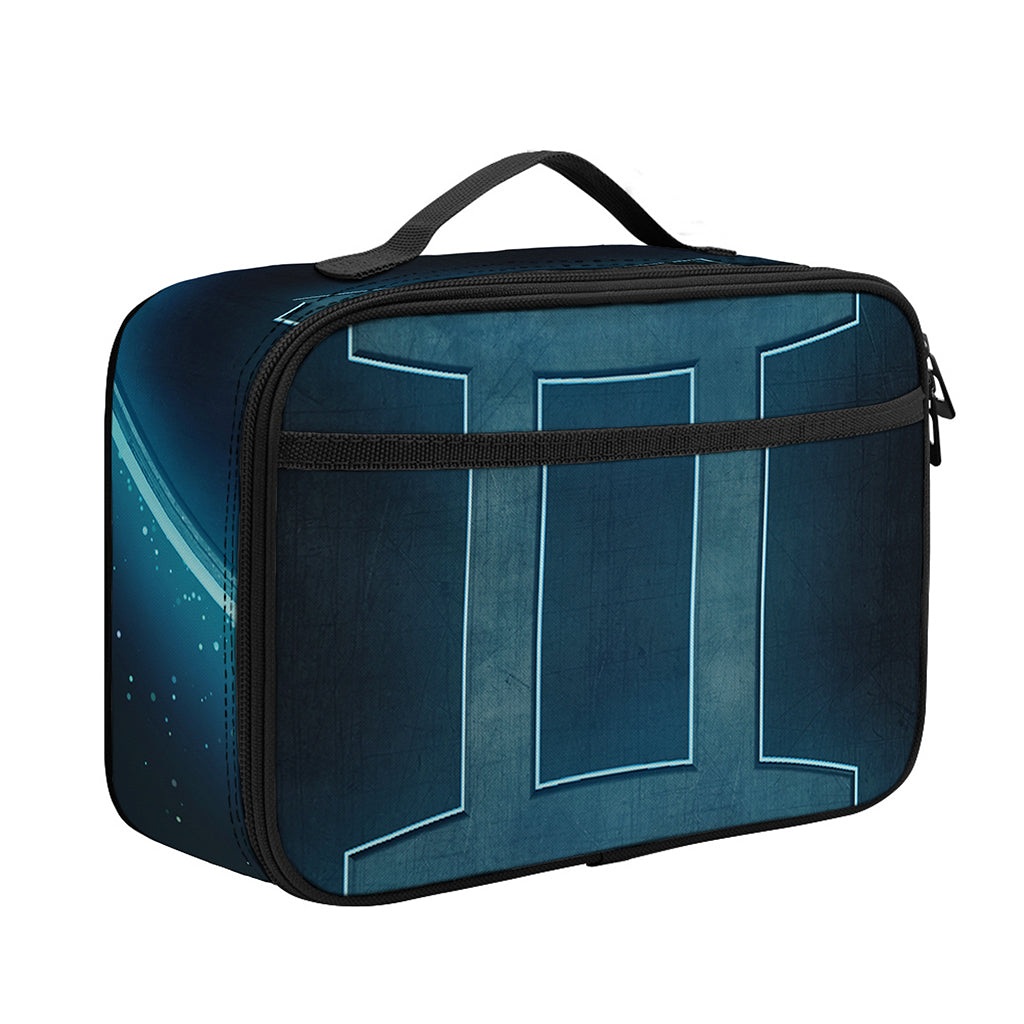 Blue Gemini Zodiac Sign Print Portable Lunch Bag