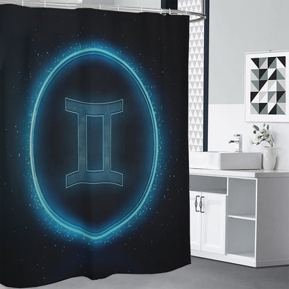 Blue Gemini Zodiac Sign Print Premium Shower Curtain