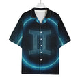 Blue Gemini Zodiac Sign Print Rayon Hawaiian Shirt