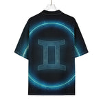 Blue Gemini Zodiac Sign Print Rayon Hawaiian Shirt