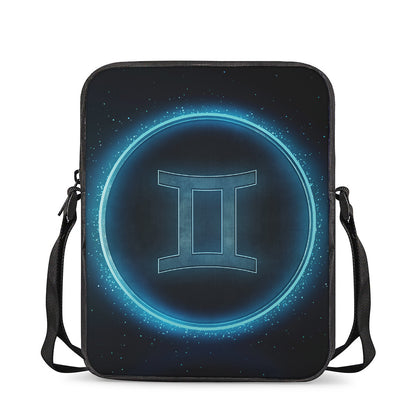 Blue Gemini Zodiac Sign Print Rectangular Crossbody Bag