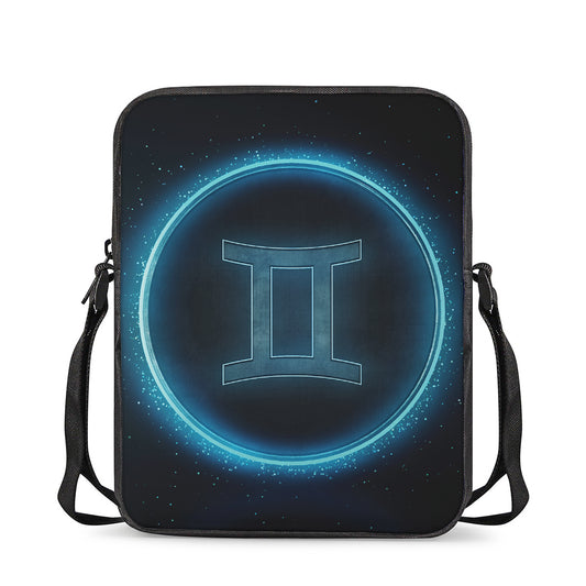 Blue Gemini Zodiac Sign Print Rectangular Crossbody Bag