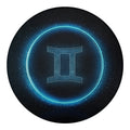 Blue Gemini Zodiac Sign Print Round Blanket