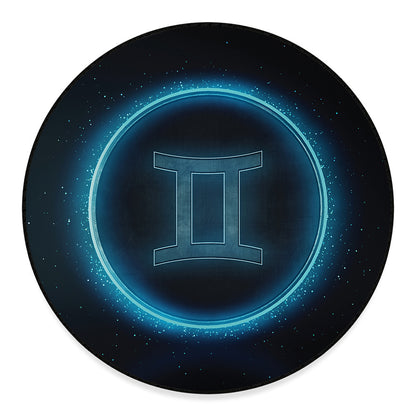 Blue Gemini Zodiac Sign Print Round Floor Mat