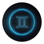 Blue Gemini Zodiac Sign Print Round Floor Mat