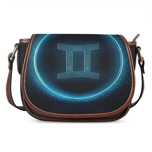 Blue Gemini Zodiac Sign Print Saddle Bag