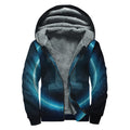 Blue Gemini Zodiac Sign Print Sherpa Lined Zip Up Hoodie